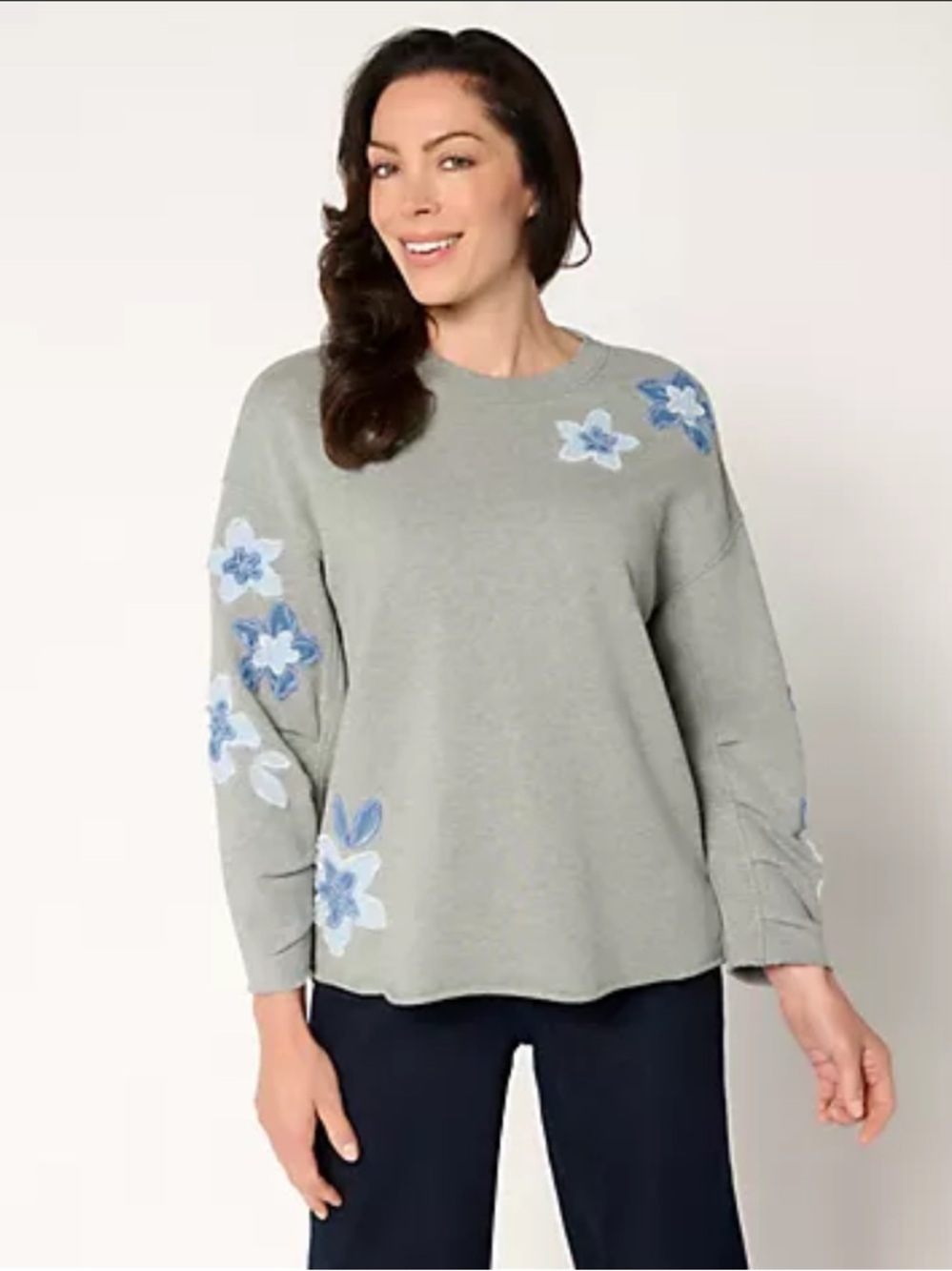 Driftwood Jeans French Terry Gathered Sleeve Pullover